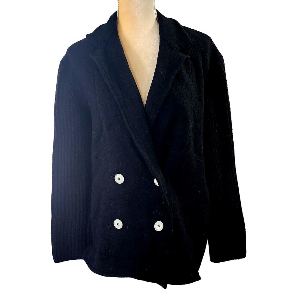 Madewell Women's Black Merino Wool Sweater Double Breasted Jacket Size XS